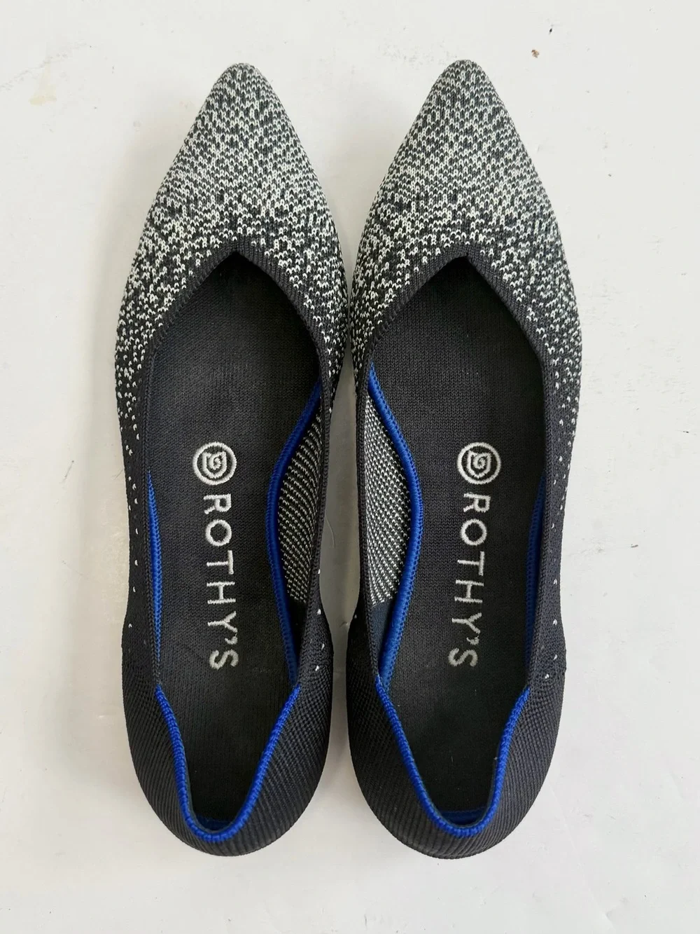 Rothy's Limited Edition The Point Toe Slate Metallic Flats Retired Size 8 NWOB